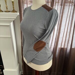 Lauren Ralph Lauren Long Sleeve Fitted Top PatchWork Elbows